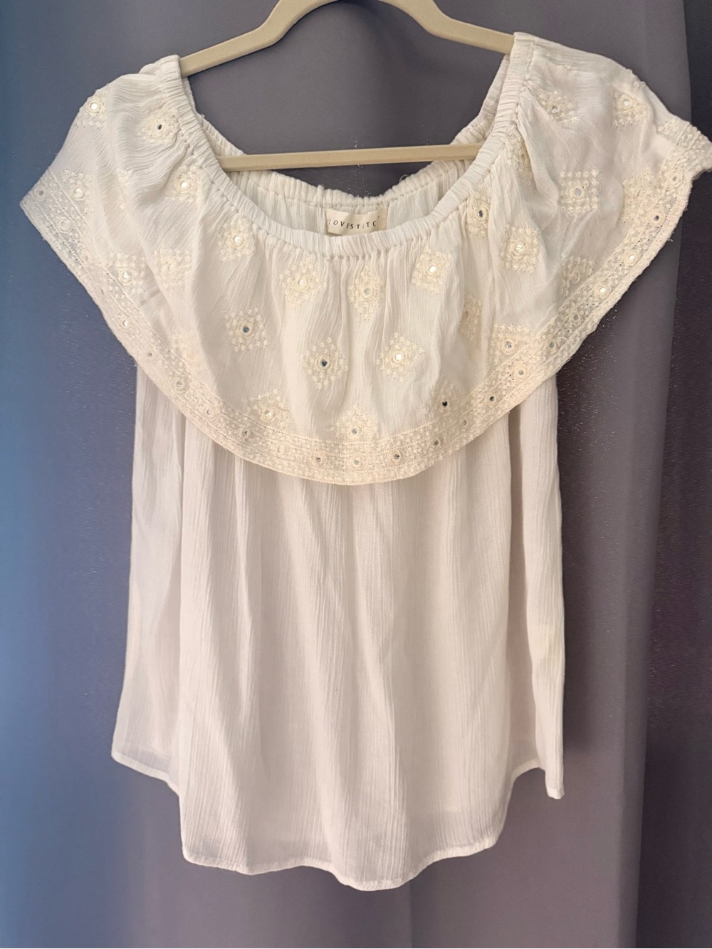 lovestitch White Embroidered Off-Shoulder Blouse
